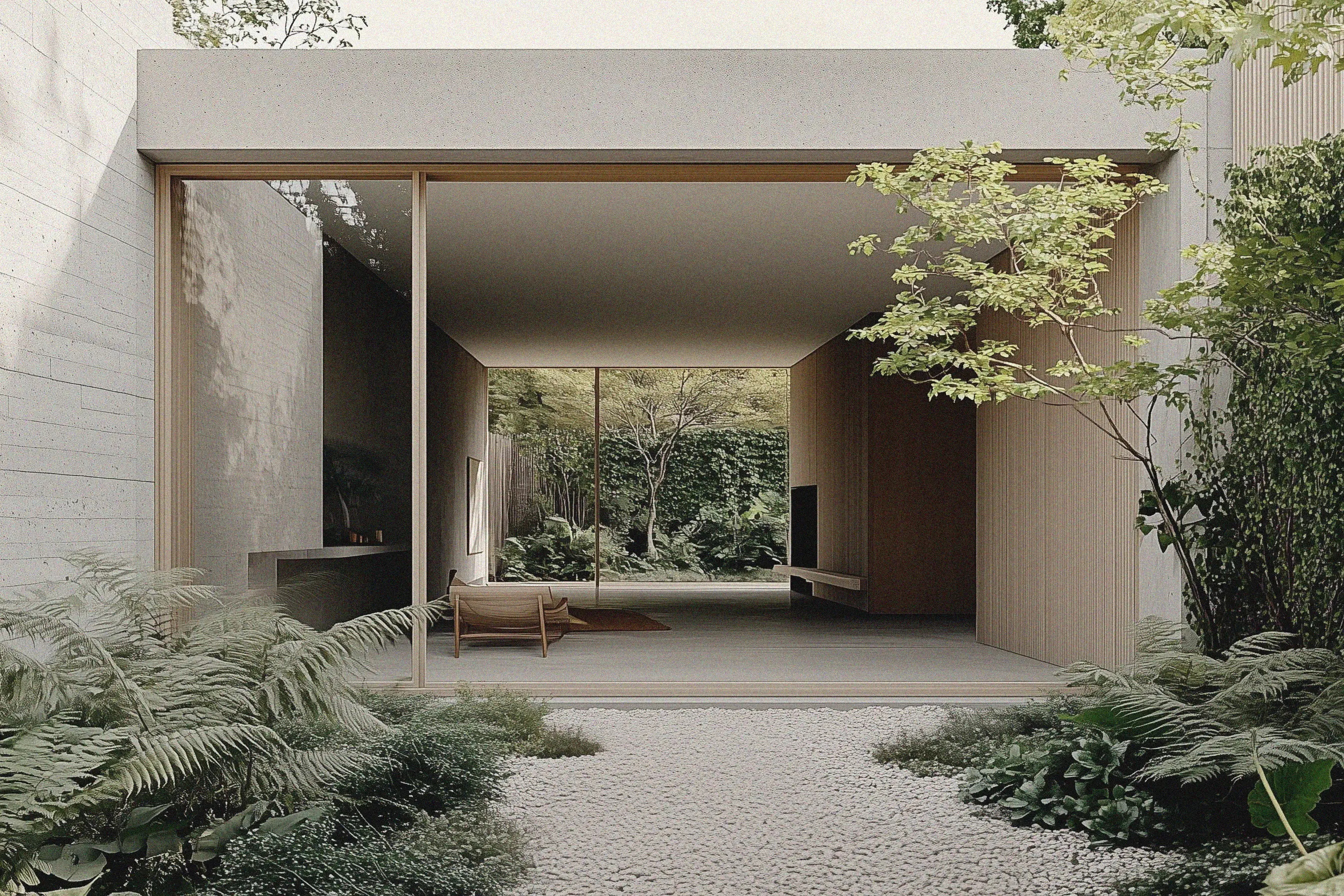 Brunswick East Courtyard - minimalist lightwell with Japanese-inspired planting